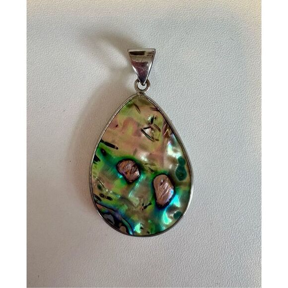 No Brand Jewelry - 18kgp Abalone Shell Large Pendant double sided